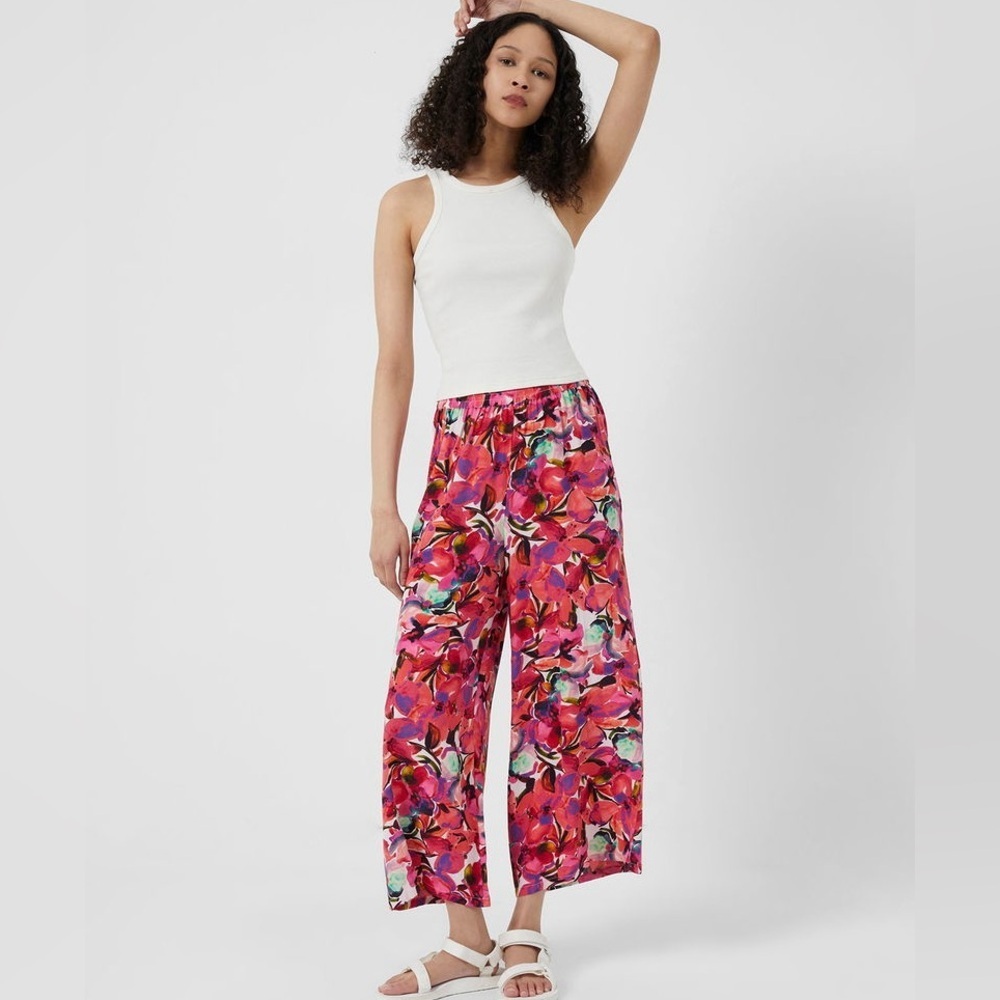 French Connection Womens Isadora Delphine Pink Printed Wide Leg Culottes - Picture 4 of 7
